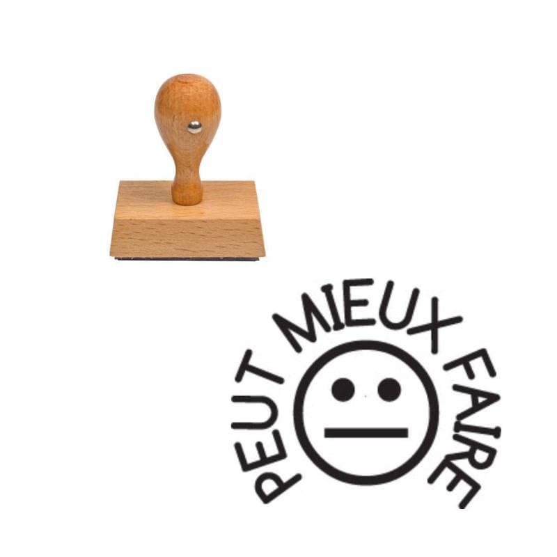 Tampon enseignant smiley peut mieux faire en bois