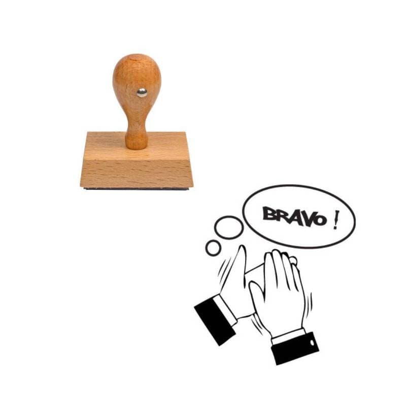 Tampon enseignant bravo applaudissement en bois n°37