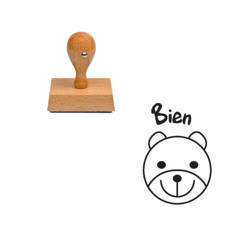 Tampon enseignant ourson bien en bois n°39