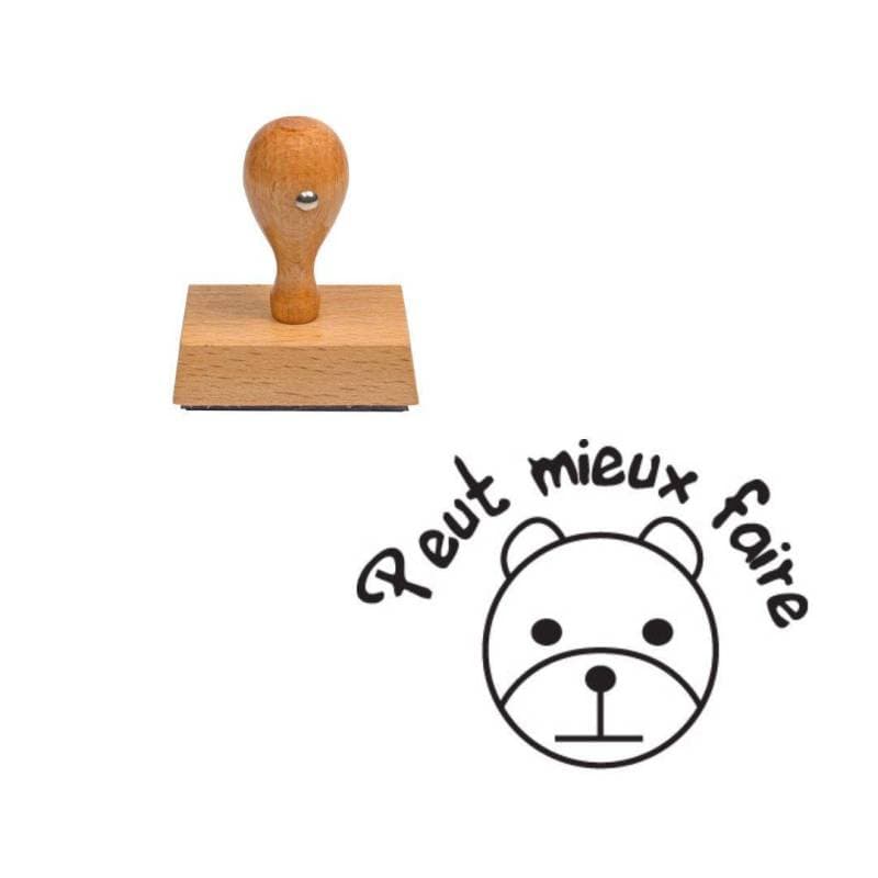 Tampon enseignant ourson peut mieux faire en bois n°43
