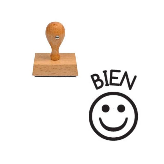 Tampon enseignant smiley bien en bois n°30