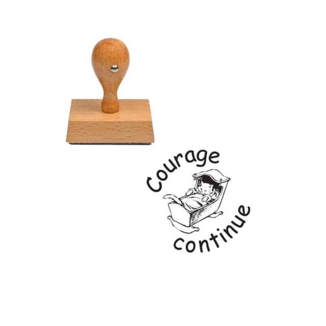 Tampon enseignant courage continue landeau en bois n°70