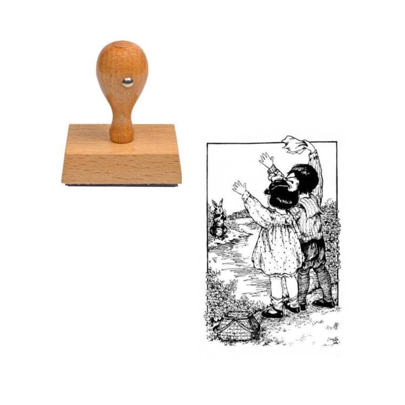 Tampon gravure ancienne tableau au revoir les enfants