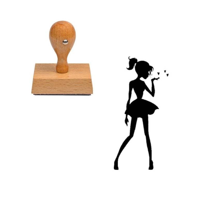 Tampon scrapbooking Jeune fille cœur