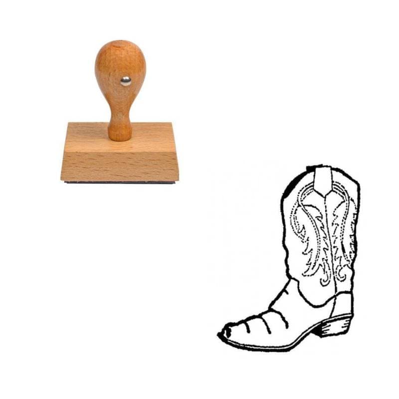Tampon western Botte de cowboy en bois