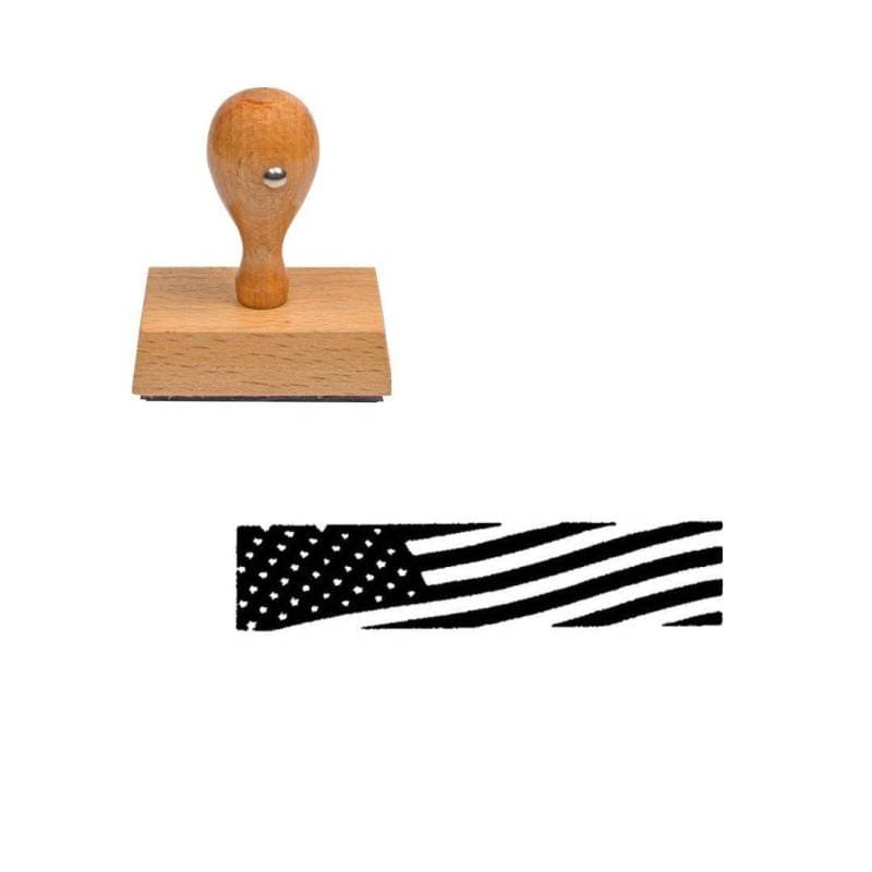 Tampon western Drapeau Américain en bois