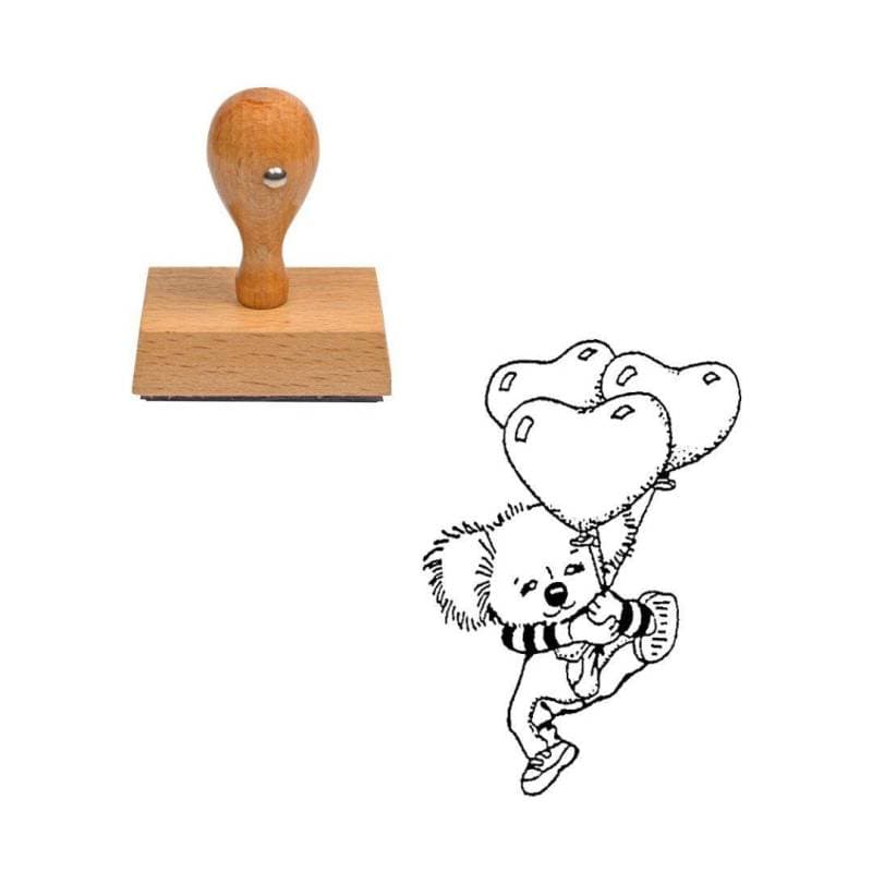 Tampon nounours Koala en coeur en bois