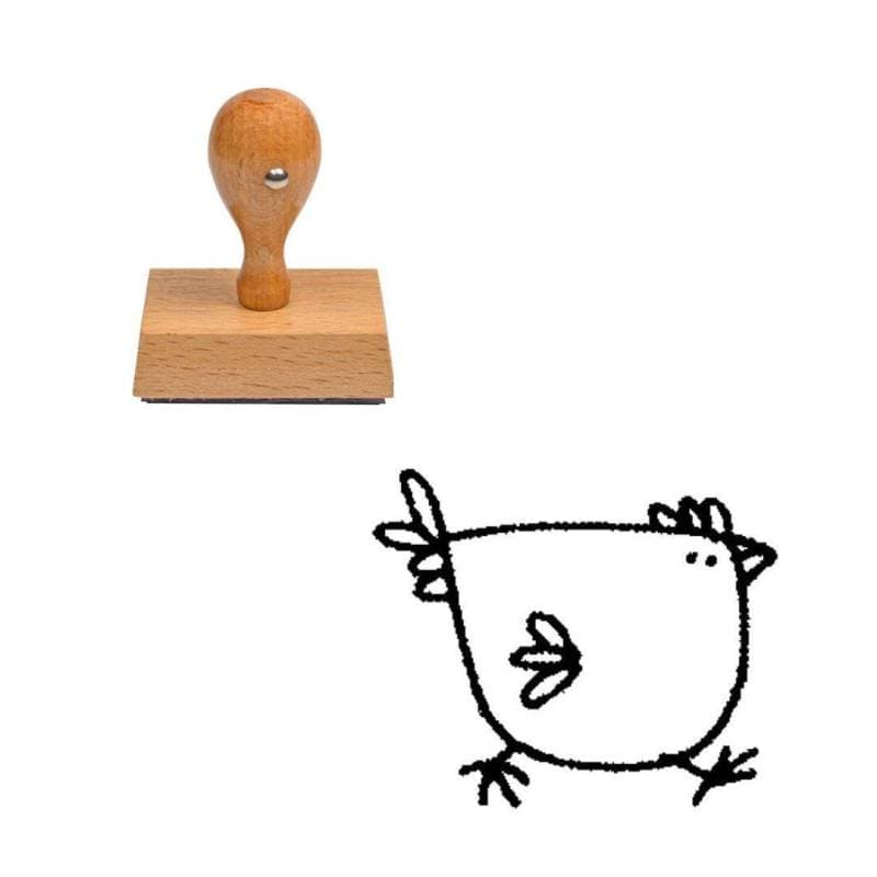 Tampon animaux Poule en bois