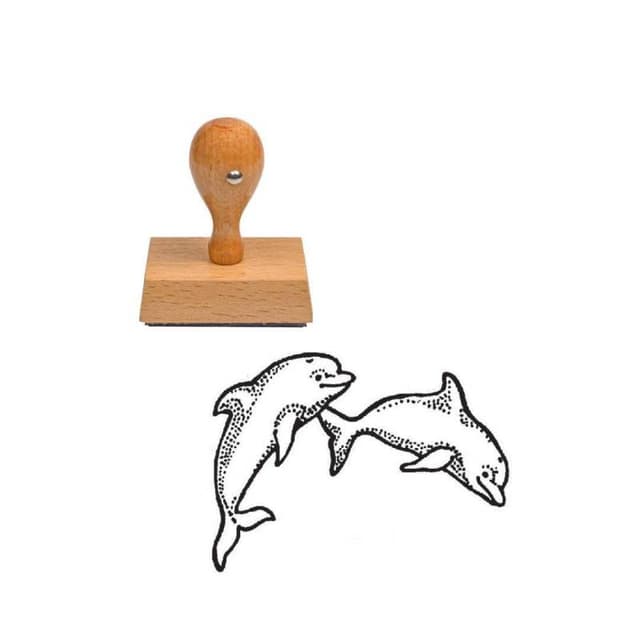 Tampon animaux dauphins en bois