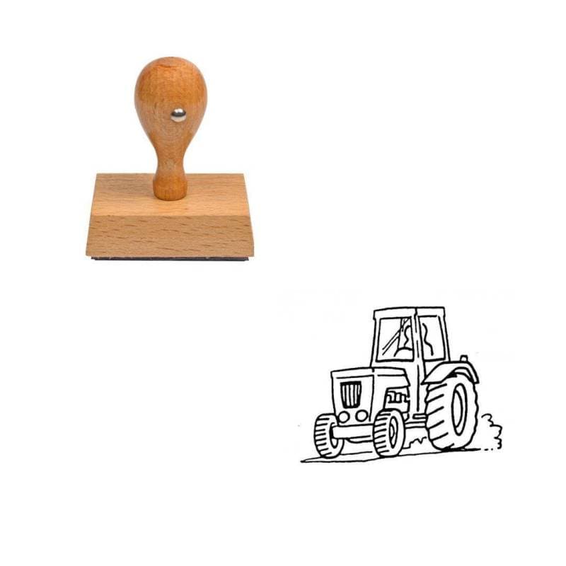 Tampon animaux Tracteur en bois