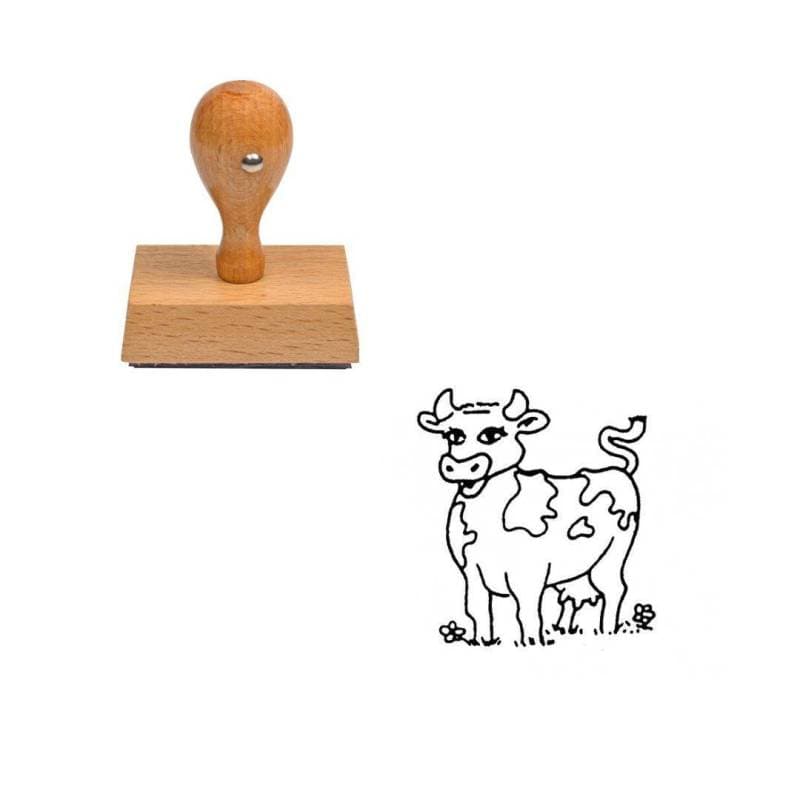 Tampon animaux Vache qui fait la belle en bois