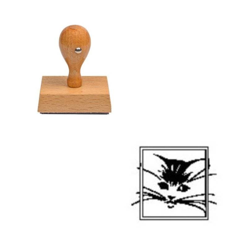 Tampon animaux Chaton moustache en bois